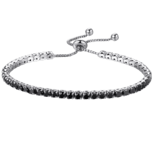 Black-CZ-Adjustable-Tennis-Bracelet-–-Silver-Tone-Bracelet