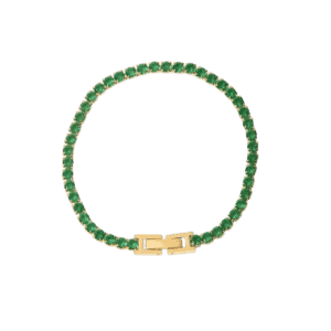 Green CZ Tennis Bracelet – 18k Gold Tone - Bracelets