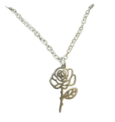 June-Stainless-Steel-Birth-Month-Flower-Necklace-Silver-Finish-Jewelry