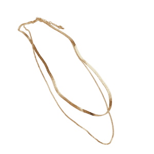 Layered-Snake-Herringbone-Necklace-–-Gold-Finish-Necklaces