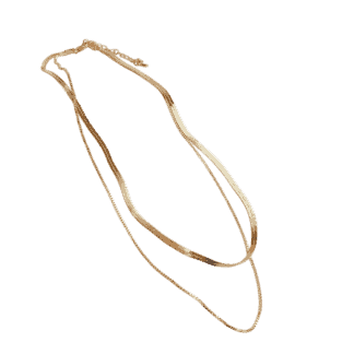 Layered-Snake-Herringbone-Necklace-–-Gold-Finish-Necklaces