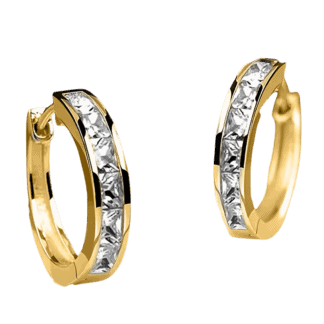 Pave-CZ-Small-Hoop-Earrings-–-Gold-Tone-Earrings
