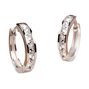 Pave-CZ-Small-Hoop-Earrings-–-Silver-Tone-Earrings
