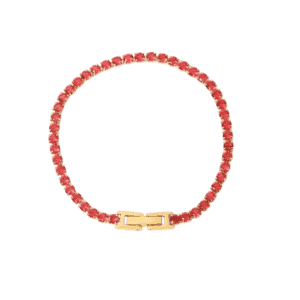 Red CZ Tennis Bracelet – 18k Gold Tone - Bracelets