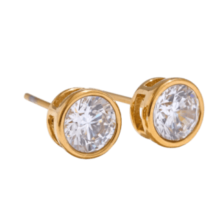 Round-CZ-Stud-Earrings-–-Gold-Tone-Earrings