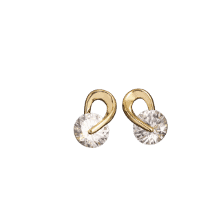 Twist Trap CZ Huggie Earrings – Gold Tone
