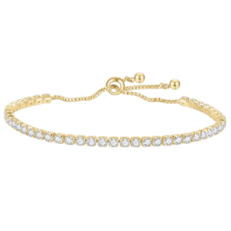 White CZ Adjustable Tennis Bracelet – Gold Tone - Bracelets